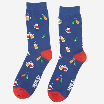 Men's Bamboo Socks Blue Beer Party, 2 of 5