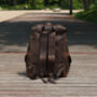 Military Style Genuine Leather Backpack In Worn Brown, thumbnail 3 of 12