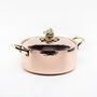 Hammered Copper Casserole Dish – Solid Copper Cookware With Brass Lid, thumbnail 2 of 6