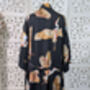 Ladies Luxury Black Bamboo Silk Kimono Robe Crane Bird Noir, thumbnail 9 of 10