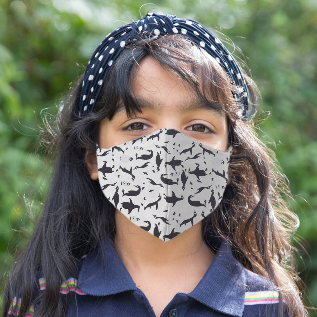 Kids Penguin Print Reusable Face Mask