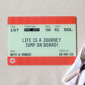 Personalised Train Ticket Chopping Board, 3 of 4