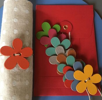 Set Of Six Leather Flower Napkin Rings, 8 of 8
