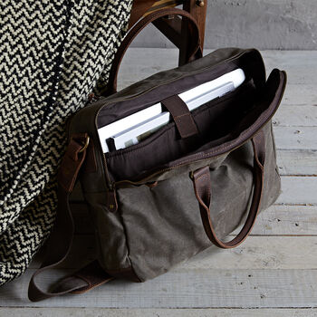 Canvas And Leather Laptop Bag, 3 of 3