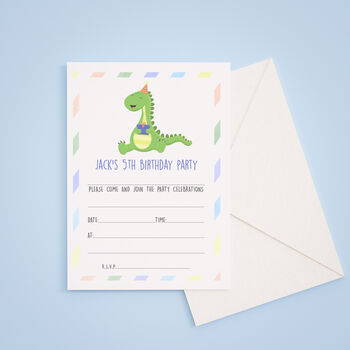 10 Dino Party Celebration Invitation, 3 of 3