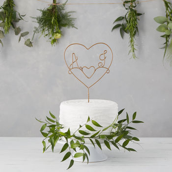 Heart Personalised Wedding Wire Cake Topper, 5 of 9