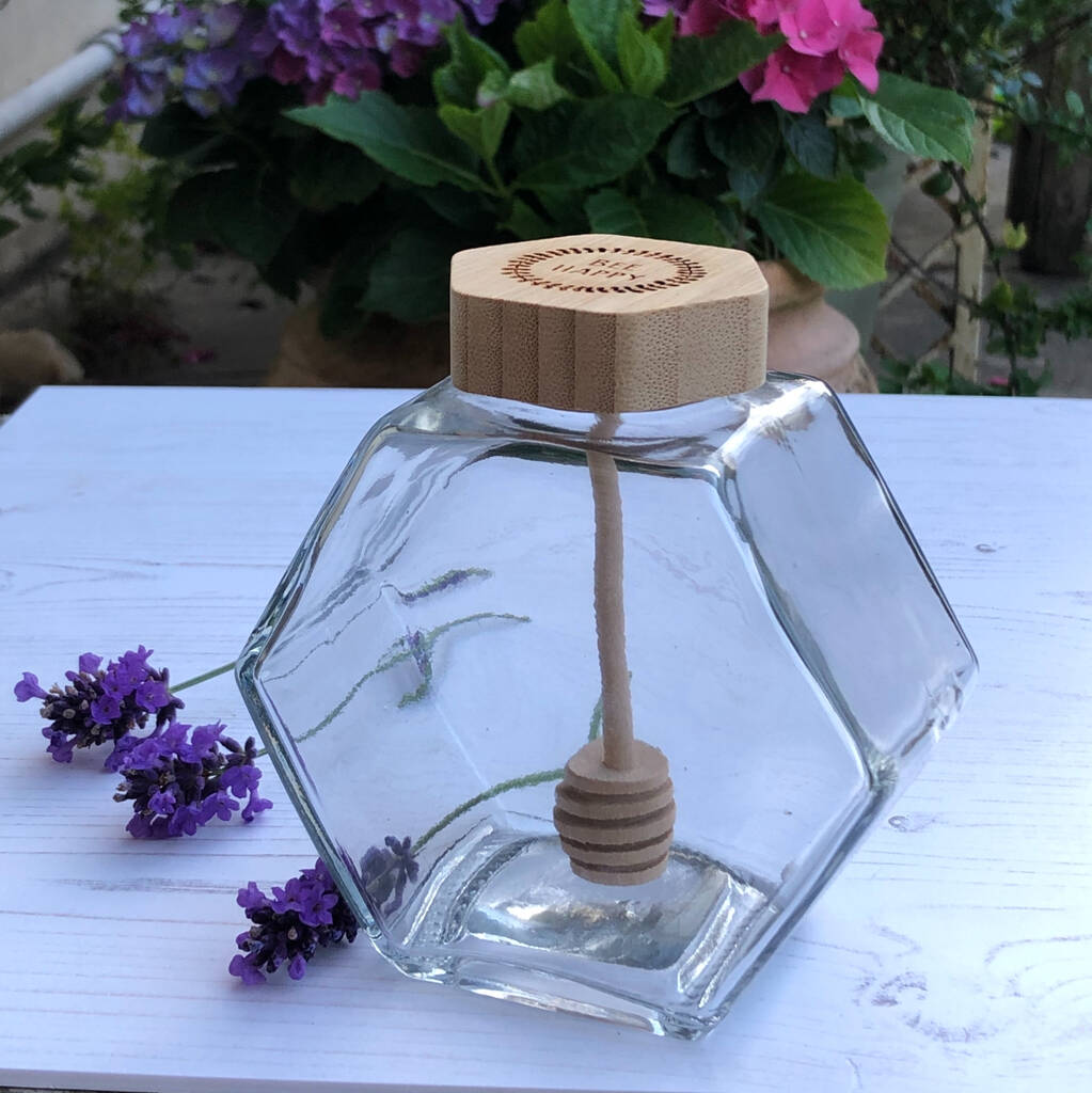 Personalised Glass Honey Pot With Built In Drizzler, 1 of 4