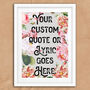 Custom Quote Vintage Style Floral Print, thumbnail 5 of 5