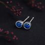 Sterling Silver September Sapphire Birthstone Stud Earrings, thumbnail 4 of 5