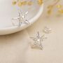 Sterling Silver And Pearl Starfish Stud Earrings, thumbnail 1 of 9
