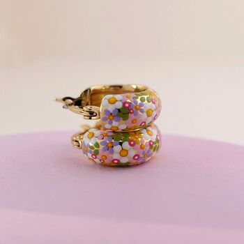 Botanical Wildflower 18ct Gold Plated Huggie Hoop Earrings, 2 of 5