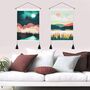 Set Of Two Wall Hanging Landscape Tapestries Tassels, thumbnail 1 of 7