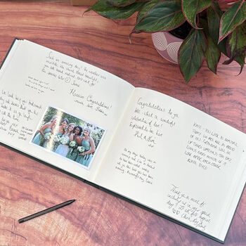 Handmade Wedding Guest Book Personalised With A Contemporary Date Design, 2 of 12