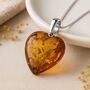 Personalised Sterling Silver Baltic Amber Heart Necklace, thumbnail 2 of 9