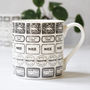 Biscuits Illustrated Black And White Mug, thumbnail 1 of 8