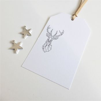 White Christmas Gift Tags Geometric Deer, 2 of 2