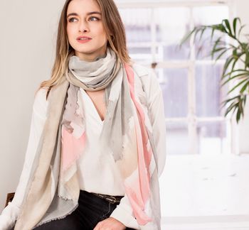 Personalised Soft Grey To Pink Water Colour Scarf, 4 of 5