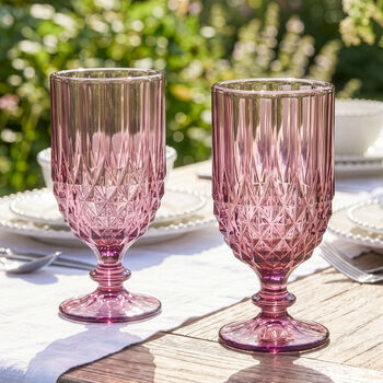 Set Of Four Amethyst Diamond Embossed Wine Goblets, 6 of 7