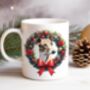 Personalised Greyhound Christmas Wreath Dog Mug, thumbnail 1 of 2