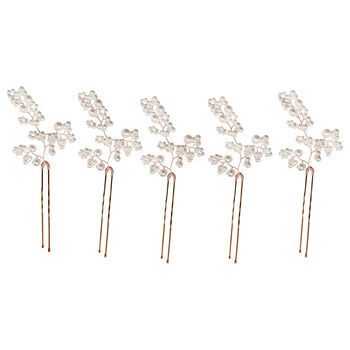 Set Of Five Pearl Sprig Wedding Hair Pins, 3 of 3