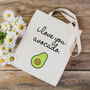 'I Love Avocado' Cotton Vegan Tote Bag, thumbnail 2 of 3