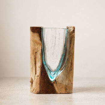 Triangular Molten Glass Vase And Decorative Centrepiece, 6 of 6