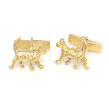 Cat Cufflinks 18 Ct Gold On Silver, 2 of 2