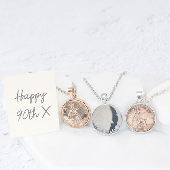 Personalised 90th Birthday Farthing Necklace, 5 of 7