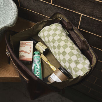 Personalised Leather Lay Flat Wash Bag, 3 of 9
