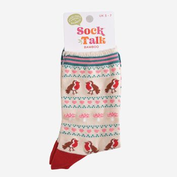 Women's Bamboo Socks Robin Fair Isle, 5 of 5