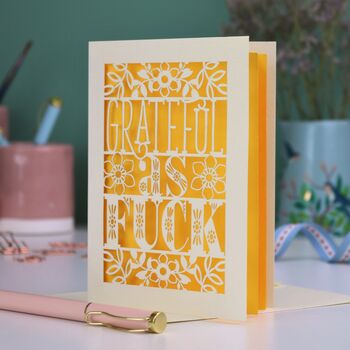 Grateful As Fuck Laser Cut Card, 5 of 6