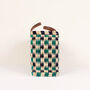 Chequered Reed Basket, Indigo + Green, thumbnail 5 of 6