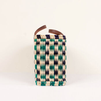 Chequered Reed Basket, Indigo + Green, 5 of 6