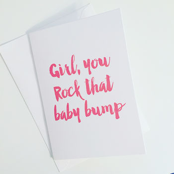 Rock That Baby Bump Pregnancy Congratulations Card, 2 of 3