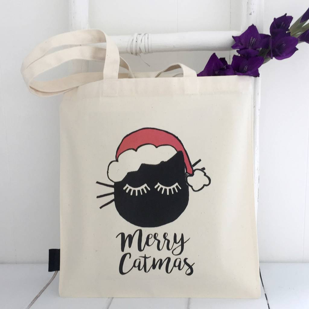 'Merry Catmas' Cat Christmas Bag By Kelly Connor Designs