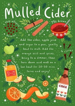 Festive Christmas Card, Mulled Cider Recipe Card, 3 of 3