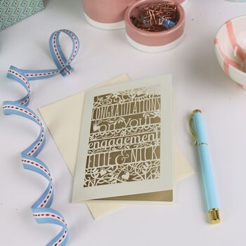 Personalised Papercut Floral Engagement Card, 2 of 7