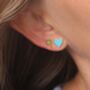 18 K Gold Vermeil Turquoise Enamel Heart Stud Earrings, thumbnail 6 of 10