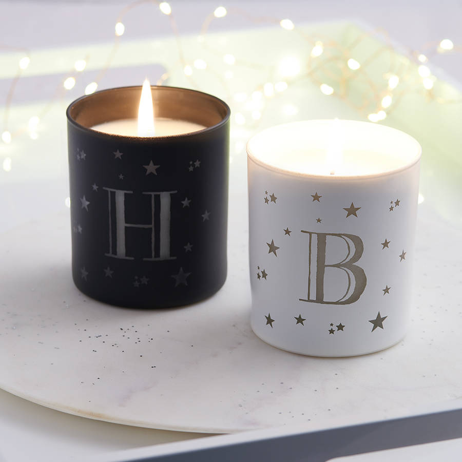 Glow Through Starry Night Initial Candle By Lily Belle
