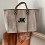 Personalised Beige And Brown Large Chain Tote Beach Bag, thumbnail 9 of 10