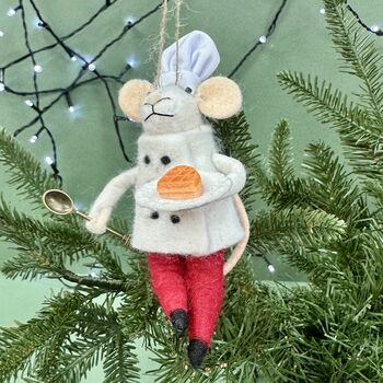 Personalised Felt Waffle Chef Christmas Decoration, 2 of 3