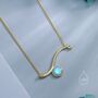 Sterling Silver Blue Opal Wave Pendant Necklace, thumbnail 5 of 12
