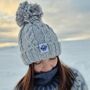 Silver Grey Cable Reflective Super Bobble Hat, thumbnail 5 of 5