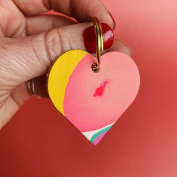 Personalised Colourful Marbled Leather Heart Keyring, 7 of 9