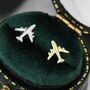 Sterling Silver Tiny Plane Stud Earrings, thumbnail 5 of 12