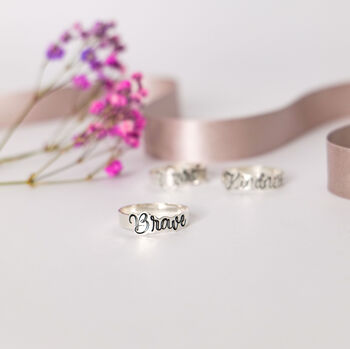Sterling Silver Personalised Mantra Ring, 6 of 12
