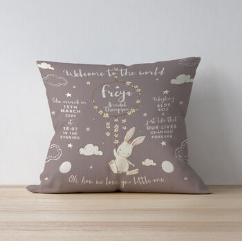 Personalised Rabbit Or Teddy Keepsake Birth Cushion, 4 of 8
