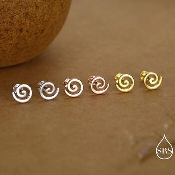 Koru Circle Spiral Internally Threaded Flat Back Earrings In Sterling Silver, 7 of 11