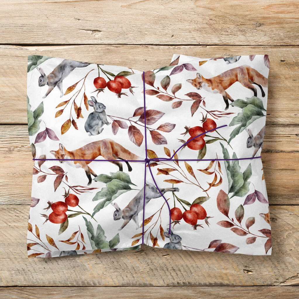 Autumn Animals Wrapping Paper Roll Or Folded, 1 of 3