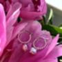 Silver And Freshwater Pearl Beaded Hoop Earrings, thumbnail 3 of 9